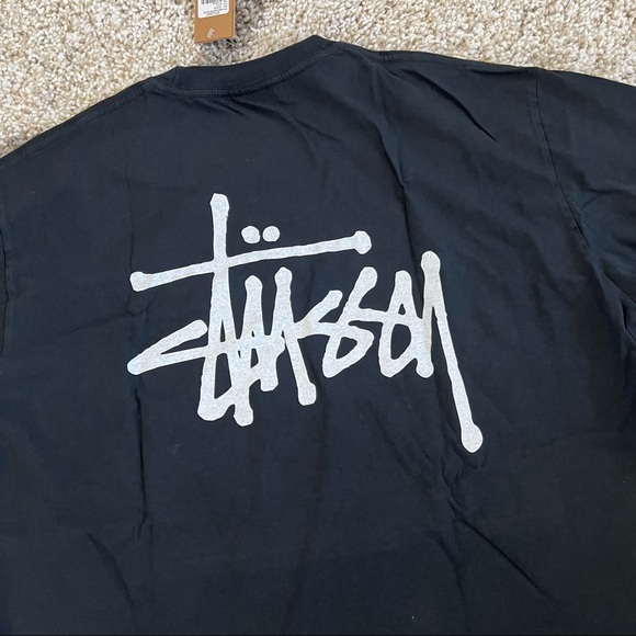 🖤 NWT🖤 STUSSY Basic Pigment Dyed Black Tee - Picture 4 of 7
